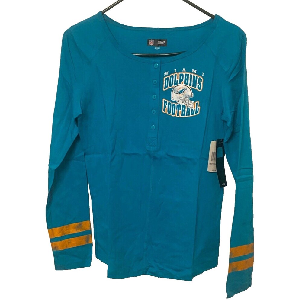 NWT Miami Dolphins NFL Women's M Long Sleeve T Shirt Casual Button Football Team